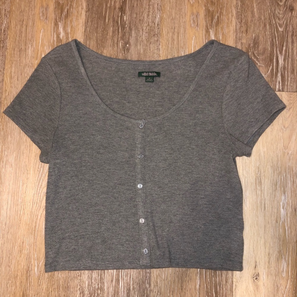 Wild Fable Gray Button Crop Top